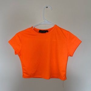 PrettyLittleThing cropped orange shirt